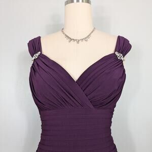 R M Richards Prom Dress Maxi Gown 16 Purple Y2K Mermaid Mesh Glam Elegant Formal
